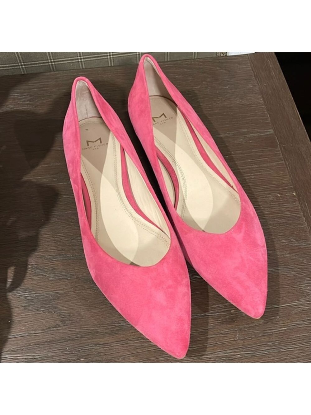 Marc Fisher Pink Suede Pointed-Toe Flats